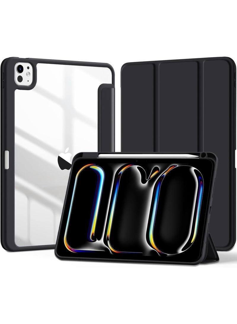 Case Compatible with iPad Pro 11 inch (2024) M4, [Built-in Pencil Holder] Shockproof Cover w/Clear Transparent Back Shell, Auto Wake/Sleep - Image 1